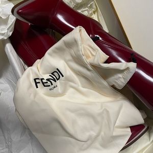 **** SOLD****Fendi Red Patent Neoprene Tall Boots size 38.5 can fit  size 7/7.5